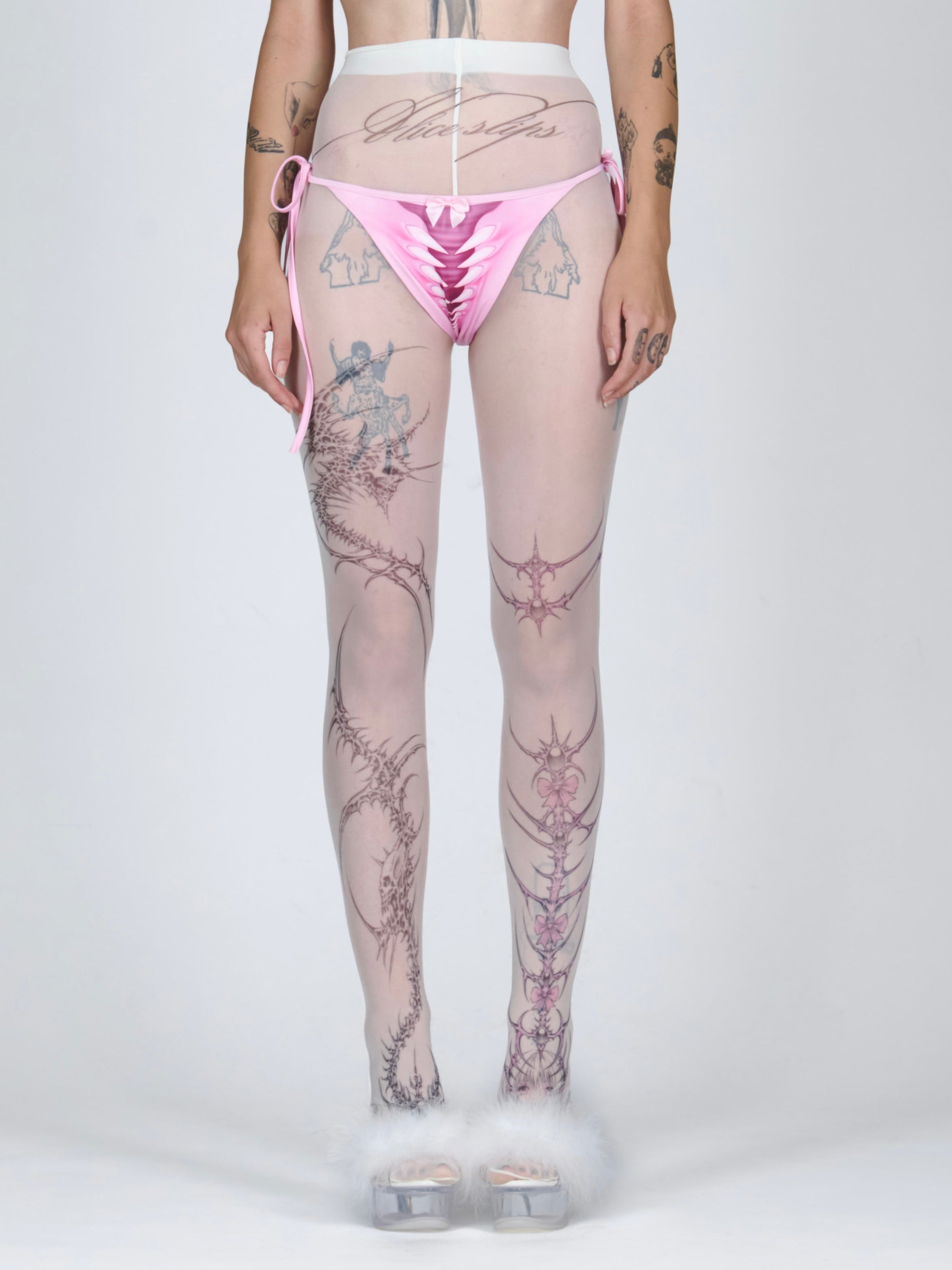 Venom Rose Lace-Up Tights
