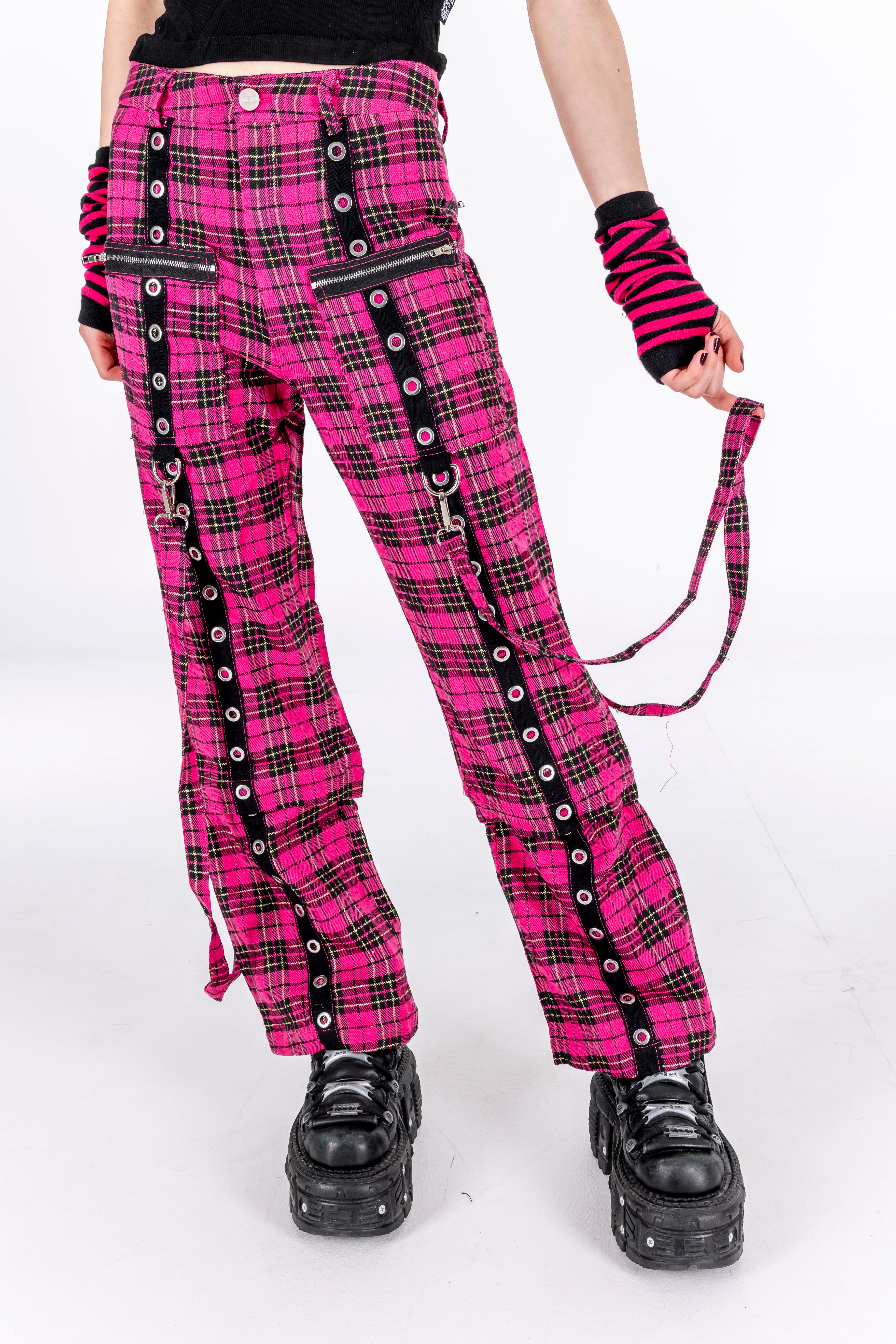 Pop Punk Zip Off Pink Plaid Pants