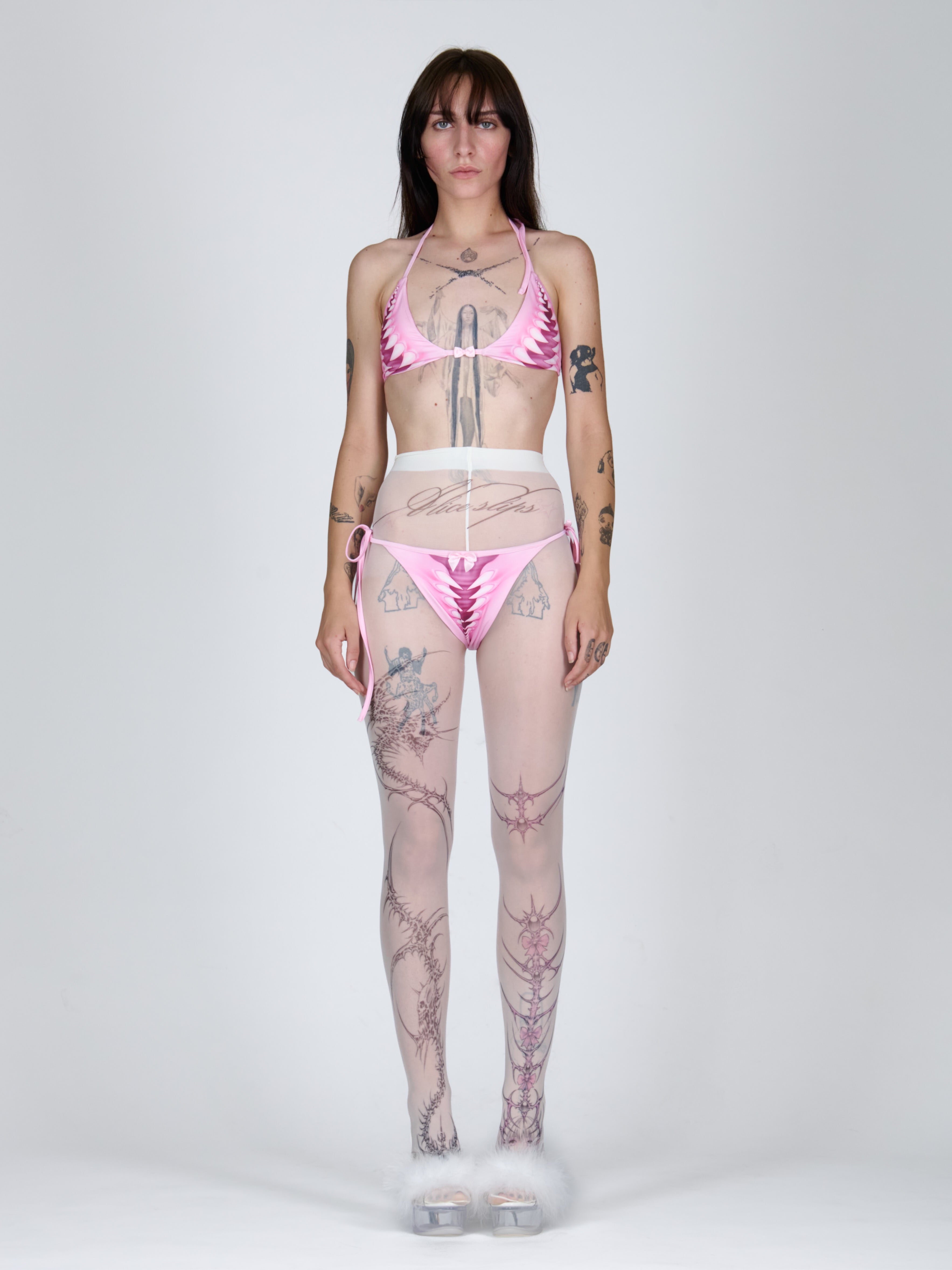 Venom Rose Lace-Up Tights