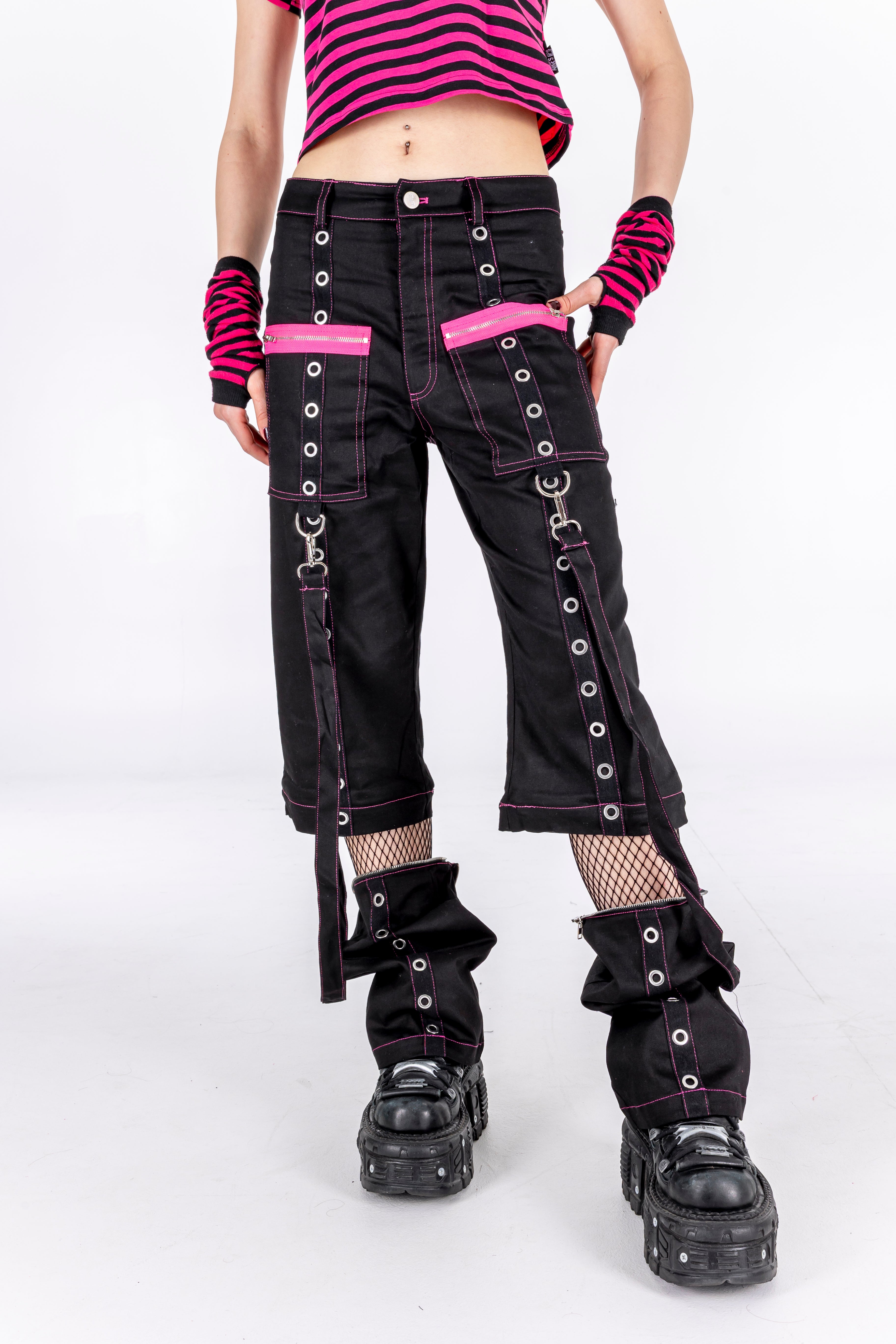 Pop Punk Zip Off Black Pants