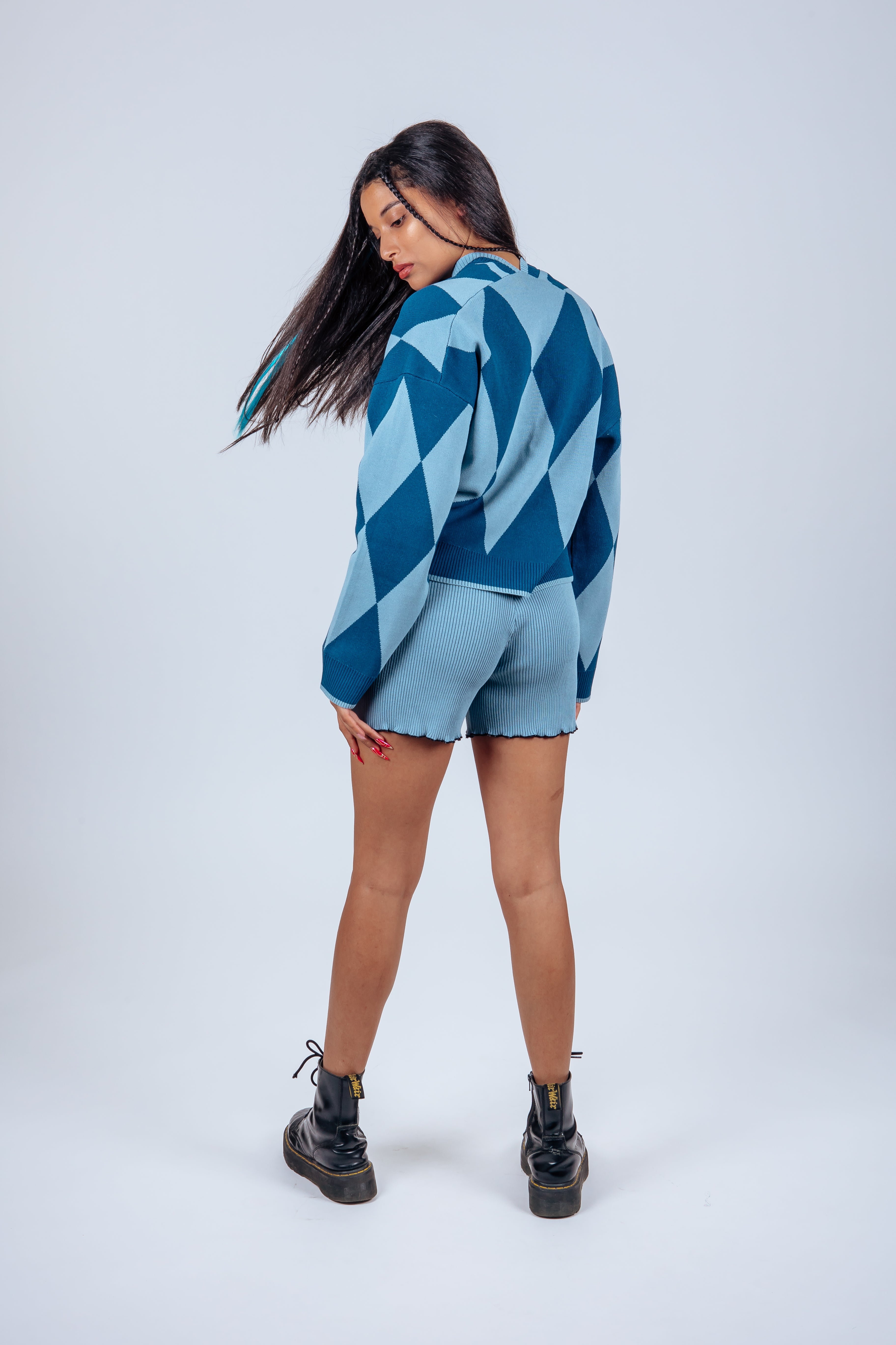 Can't Kick Me Down Soft Blue Sweater