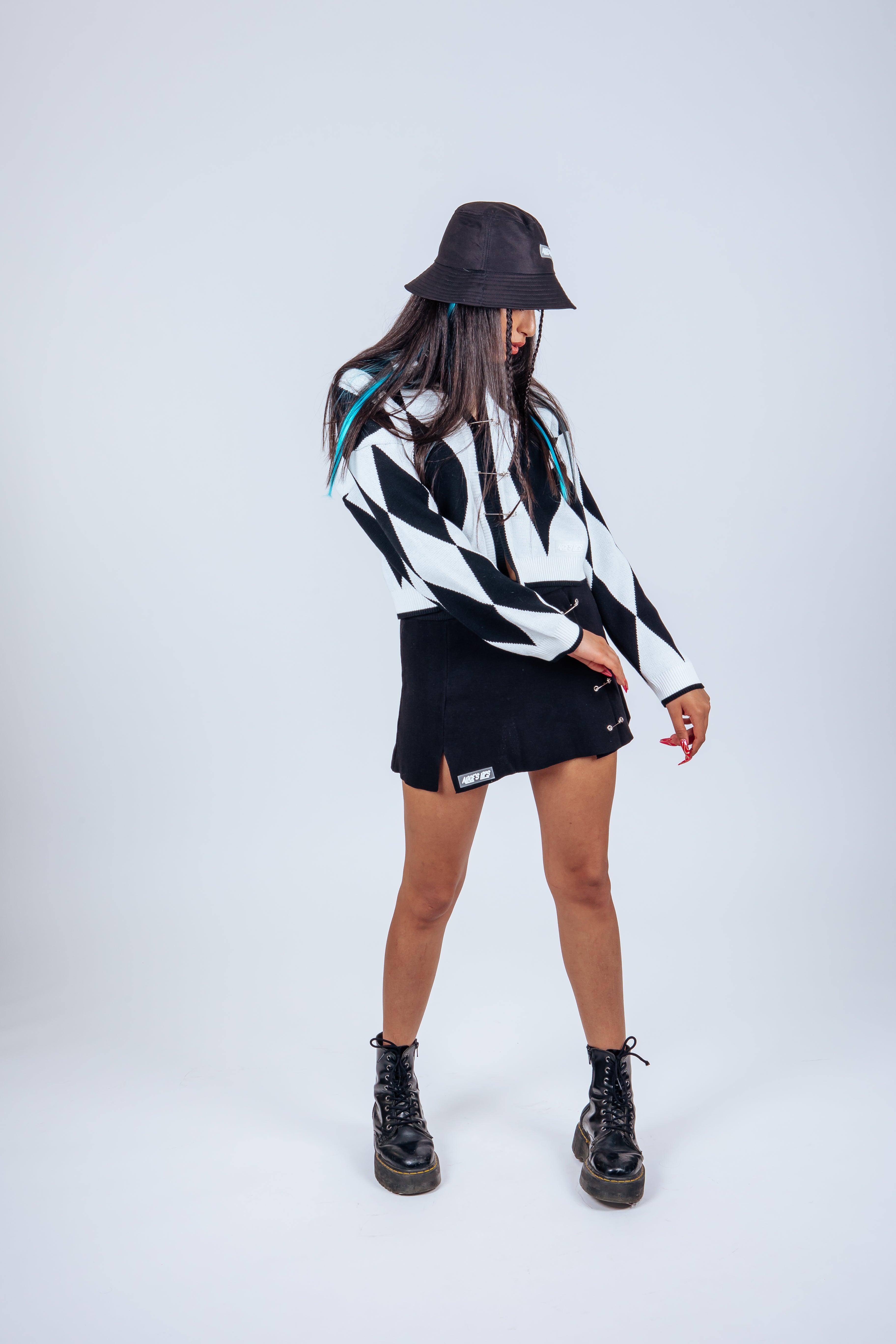 Can't Kick Me Down Black/White Sweater