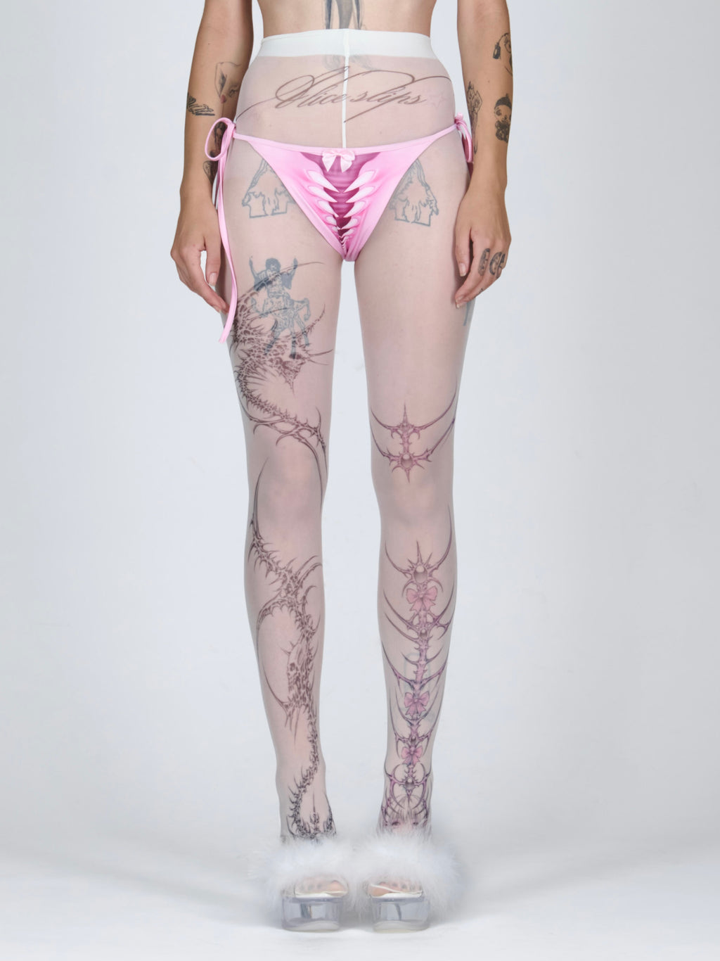 Venom Rose Lace-Up Tights