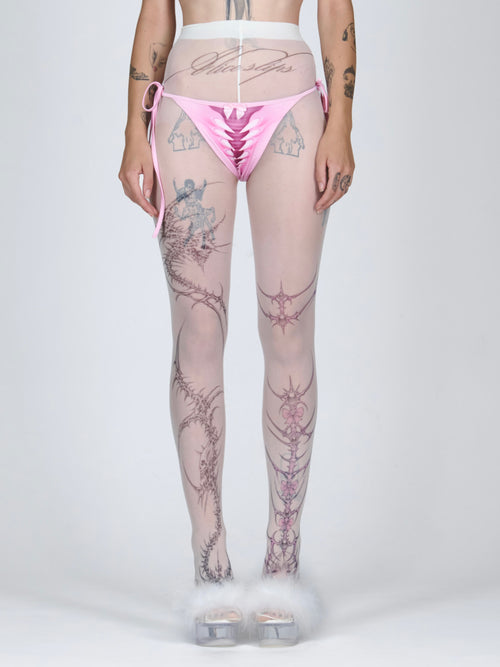 Venom Rose Lace-Up Tights