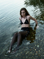 Fallen Angel Lace-Up Black Tights