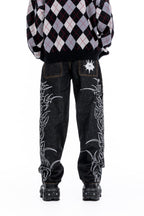 Blame Black Graphic Baggy Jeans