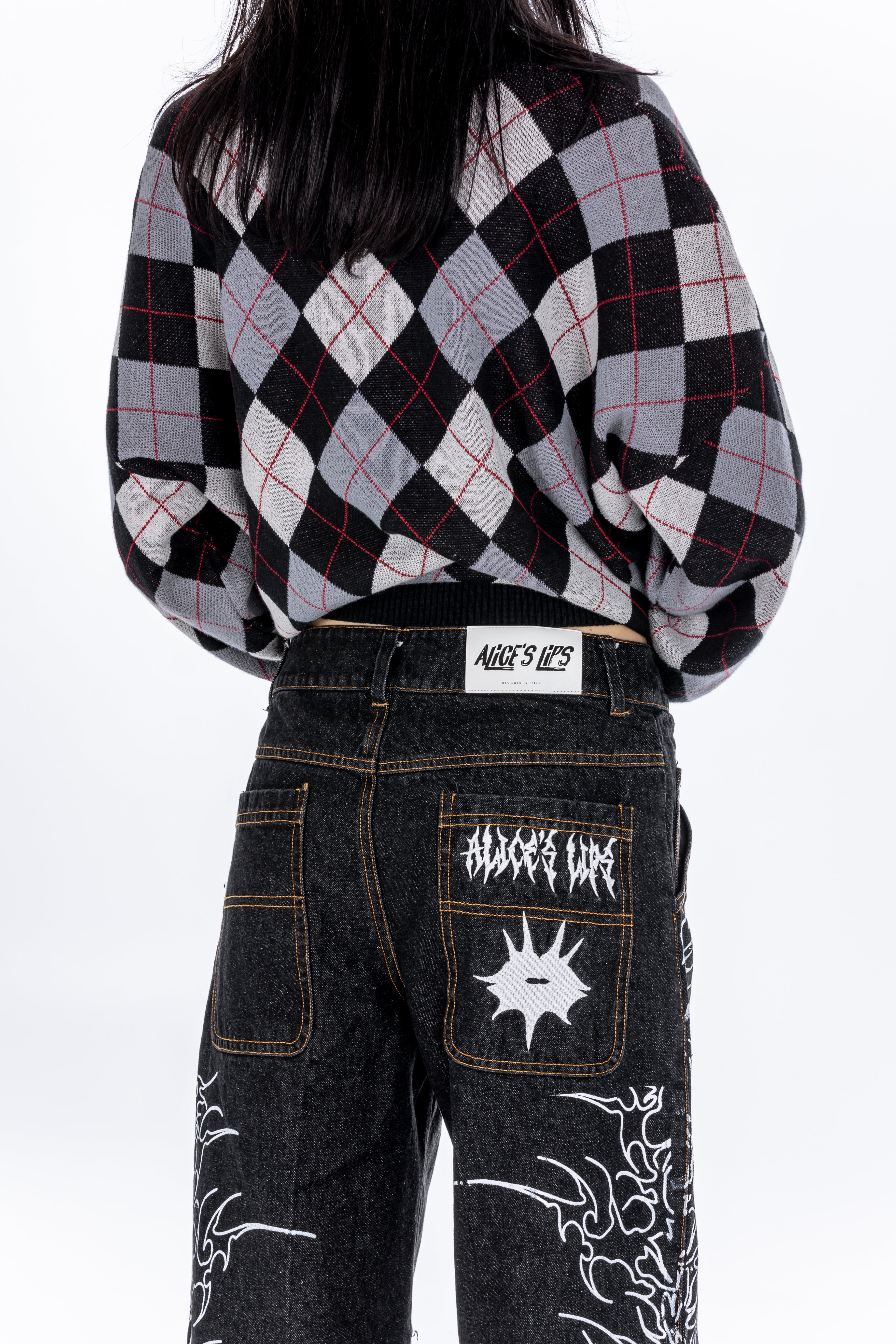 Blame Black Graphic Baggy Jeans