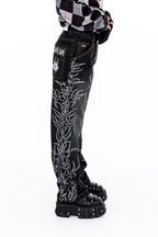 Blame Black Graphic Baggy Jeans