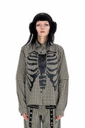 Plaid Punk Skeleton Green Shirt