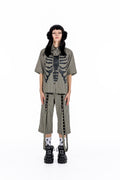 Plaid Punk Skeleton Green Shirt