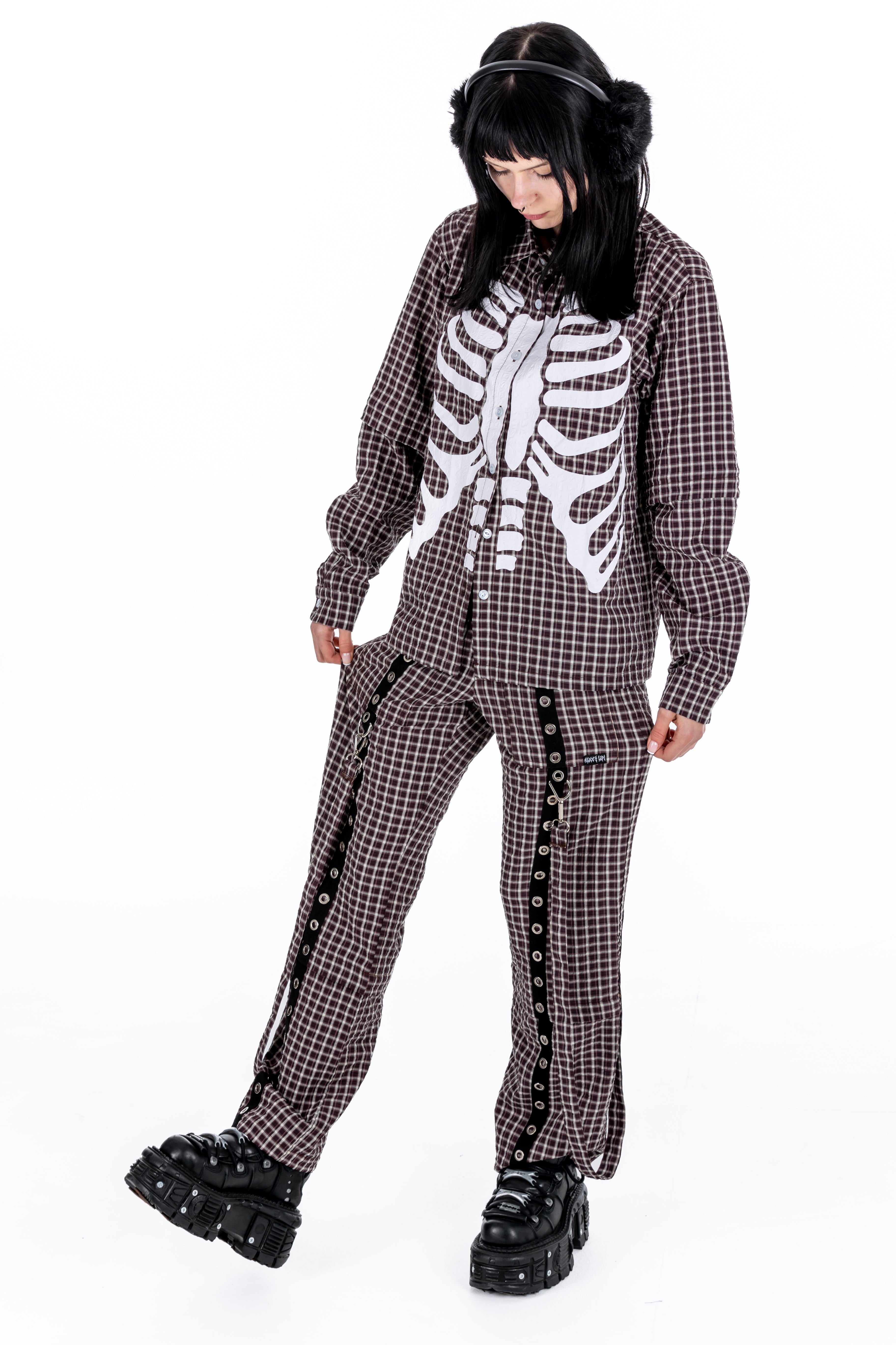 Plaid Brown Punk Pants