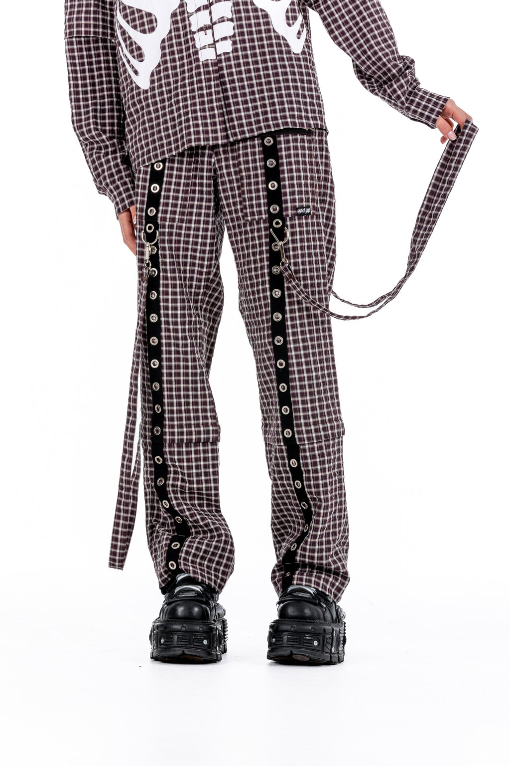 Plaid Brown Punk Pants