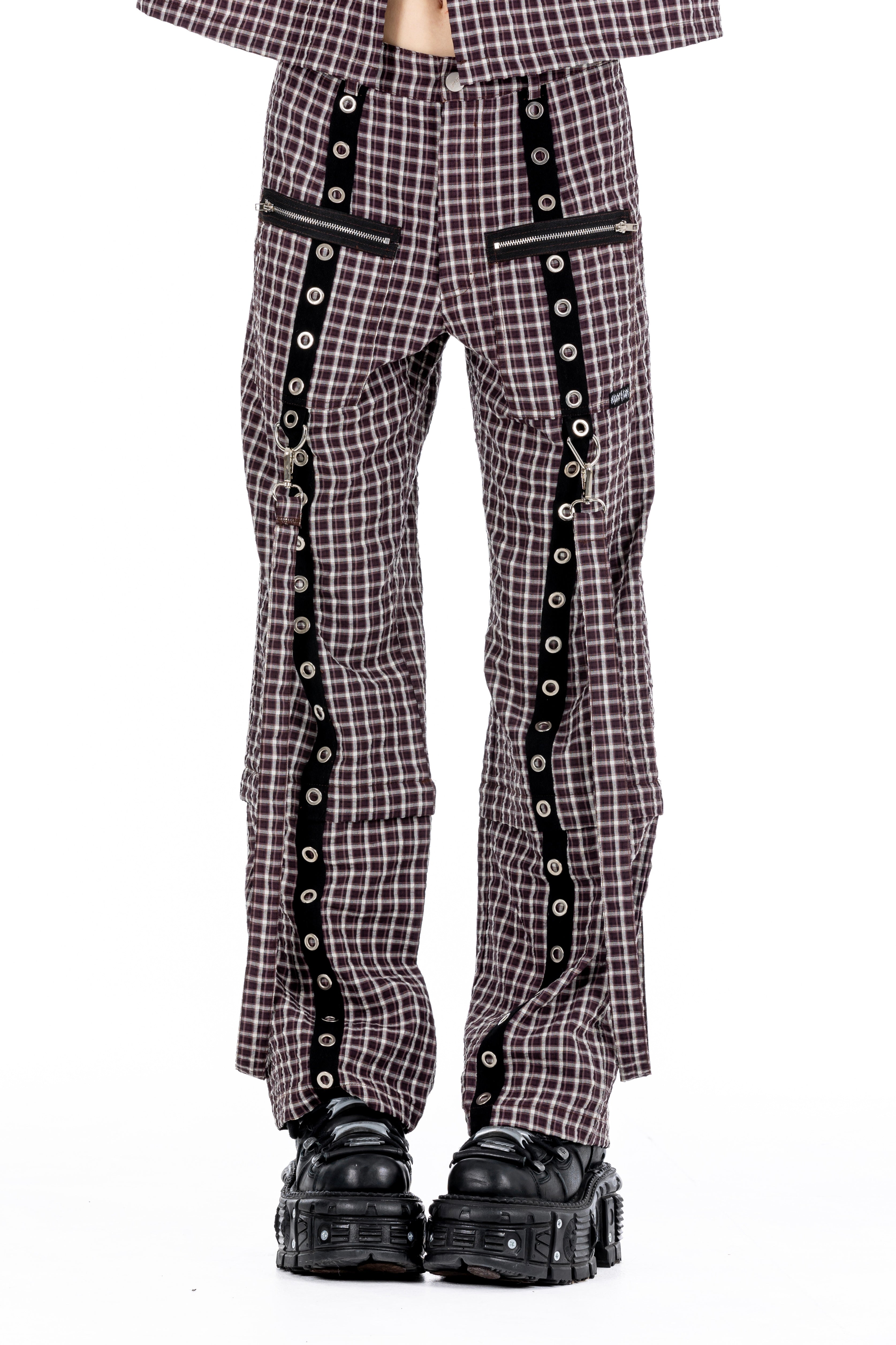 Plaid Brown Punk Pants