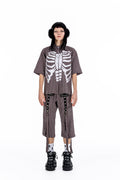 Plaid Punk Skeleton Brown Shirt
