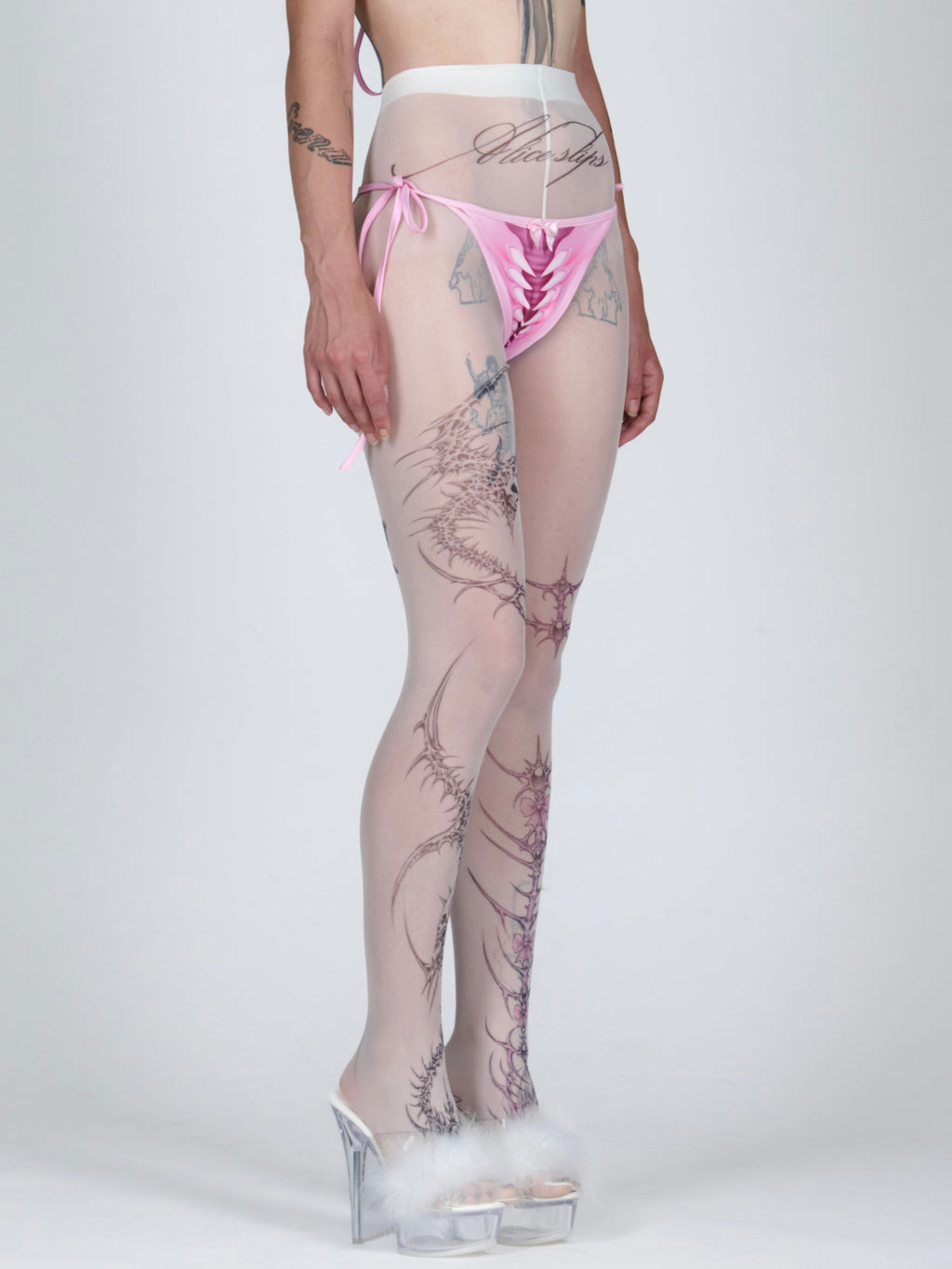 Venom Rose Lace-Up Tights