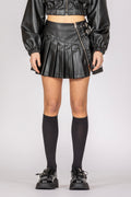 Ride Black Vegan Leather Skirt