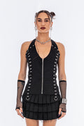 Y2K Goth Eyelets Corset Top
