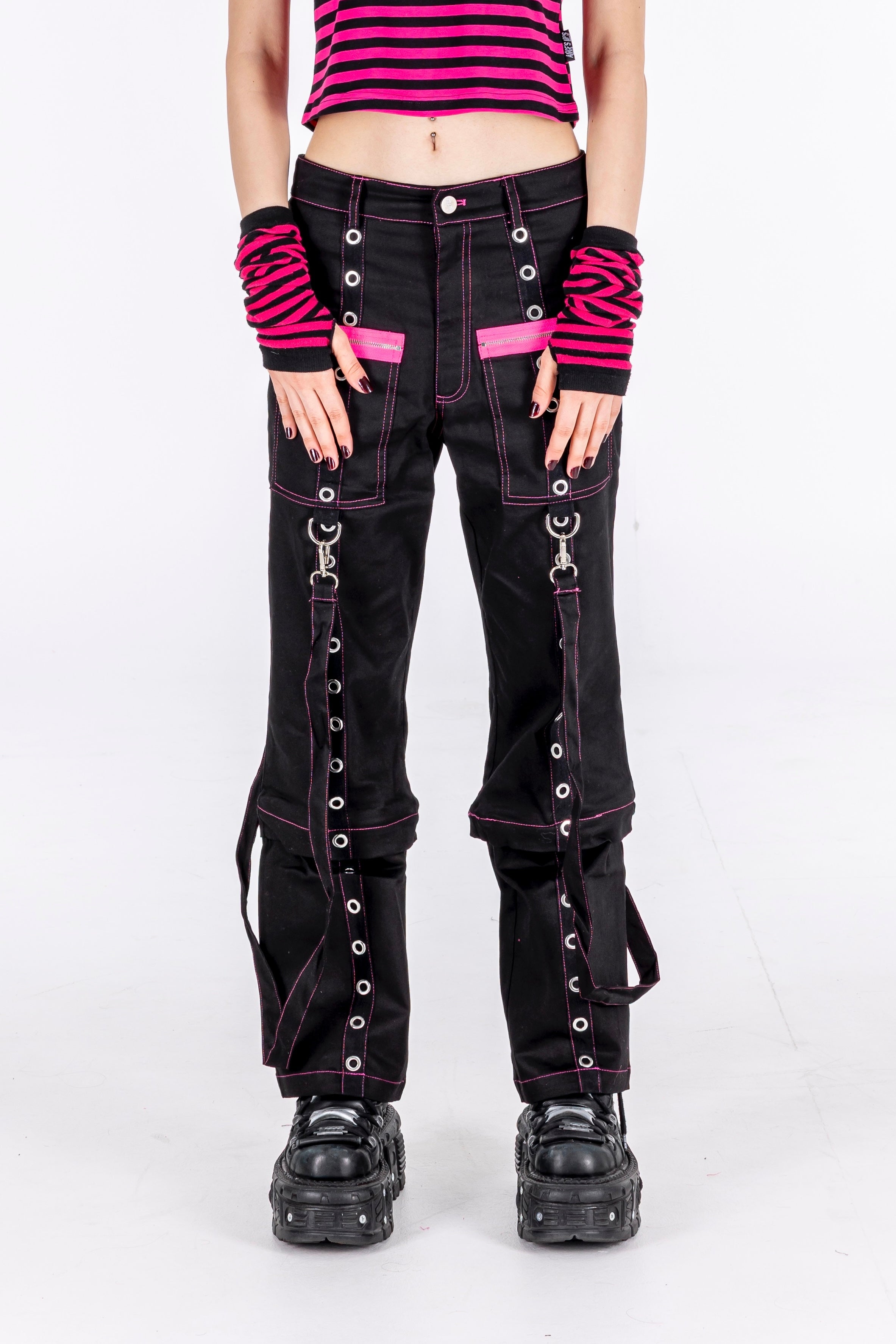 Pop Punk Zip Off Black Pants
