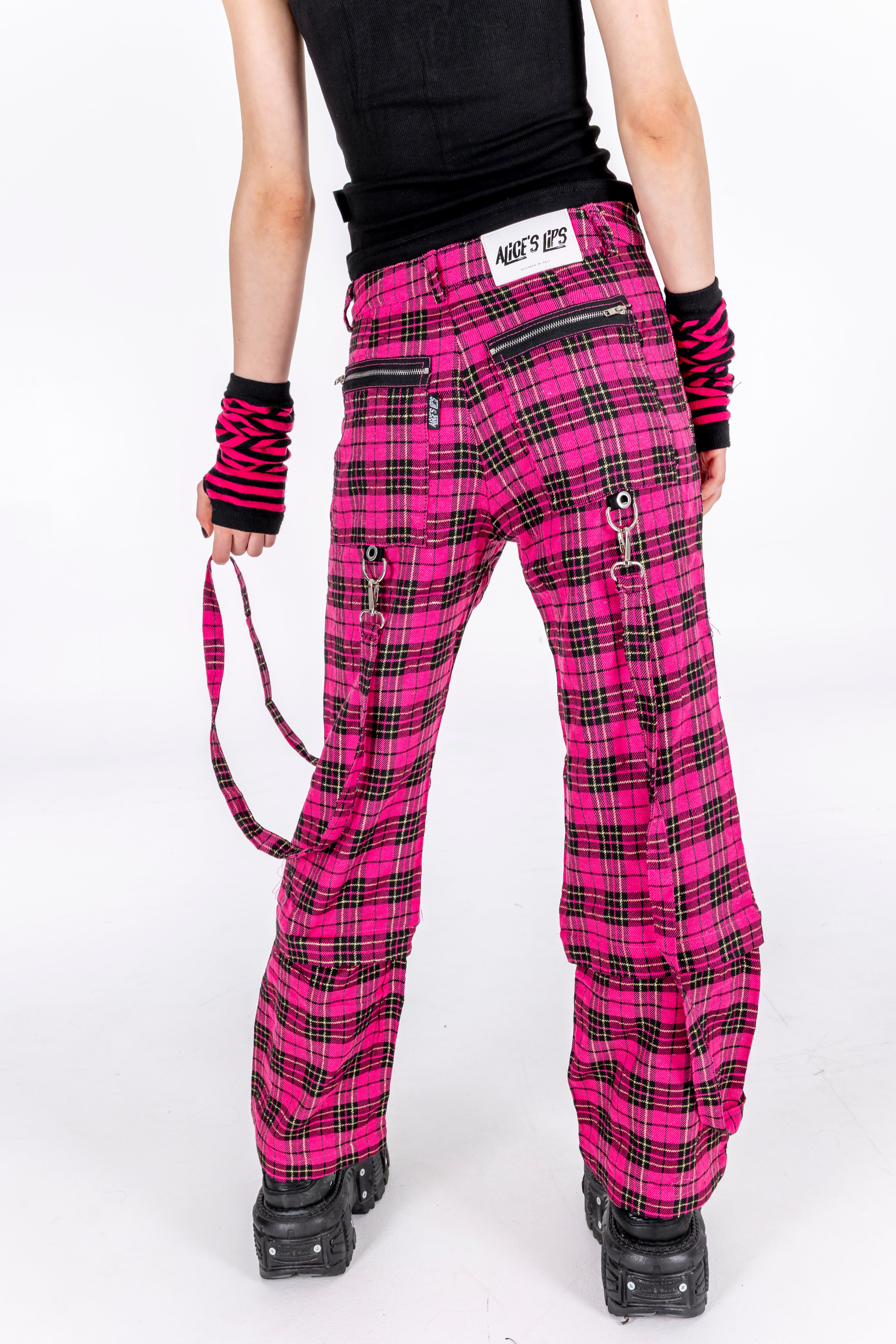 Pop Punk Zip Off Pink Plaid Pants