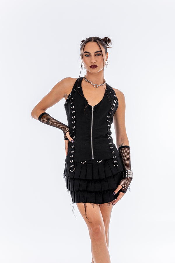 Y2K Goth Eyelets Corset Top