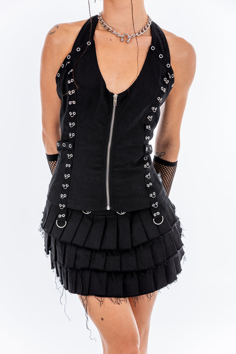 Y2K Goth Eyelets Corset Top