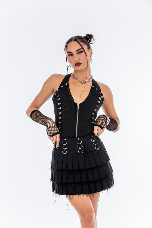 Punkish Pleated Mini Skirt