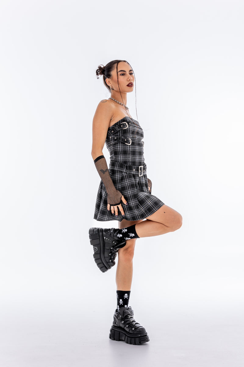 Jade Tartan Mini Dress