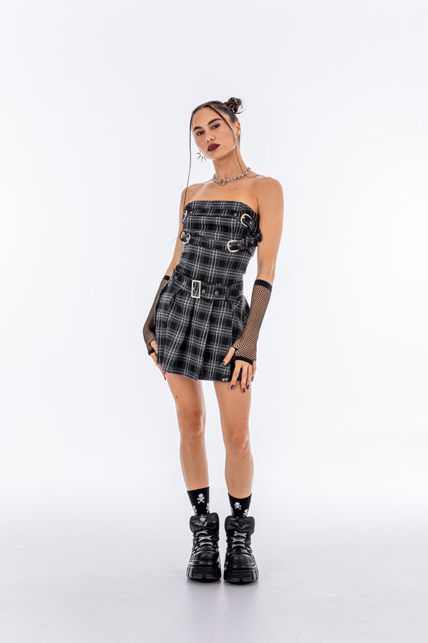 Jade Tartan Mini Dress