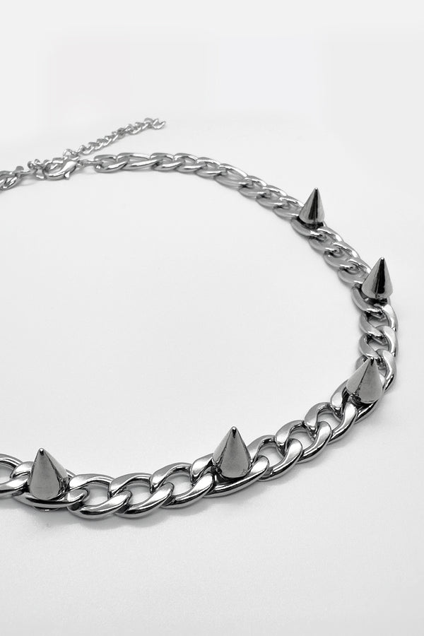 Spike Studs Silver Chocker Necklace