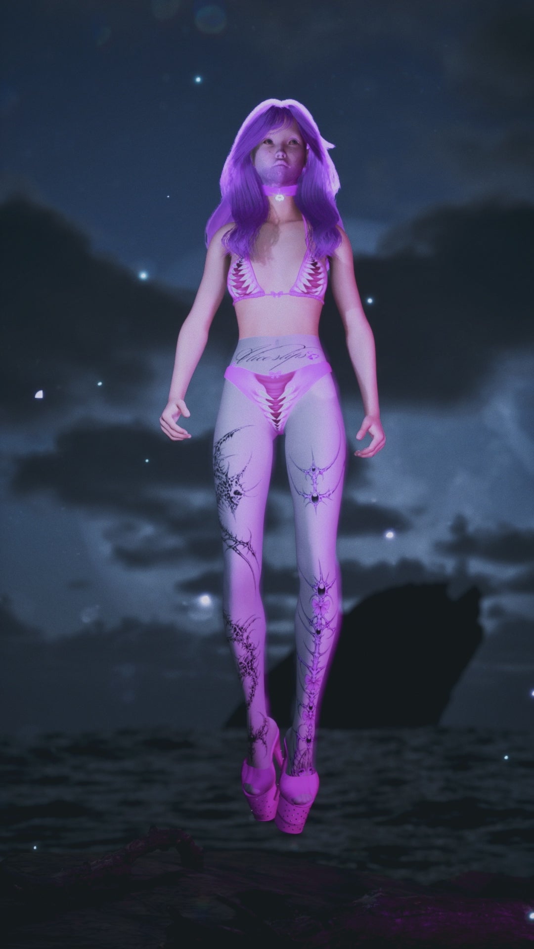 Venom Rose Lace-Up Tights