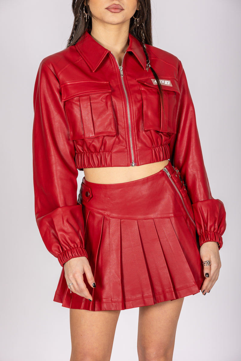 Ride Red Vegan Leather Skirt