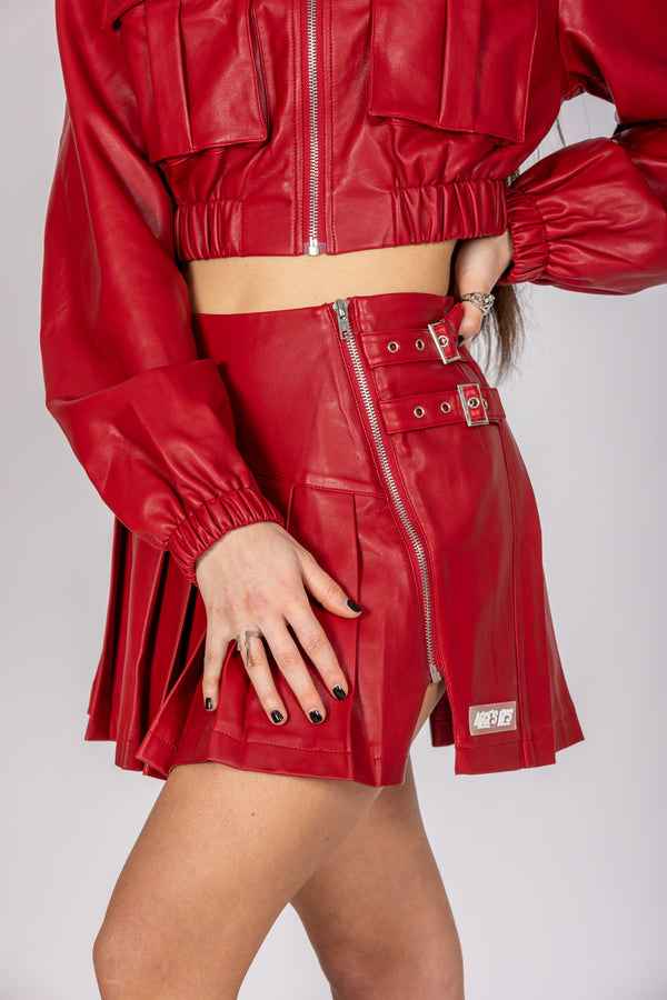 Ride Red Vegan Leather Skirt
