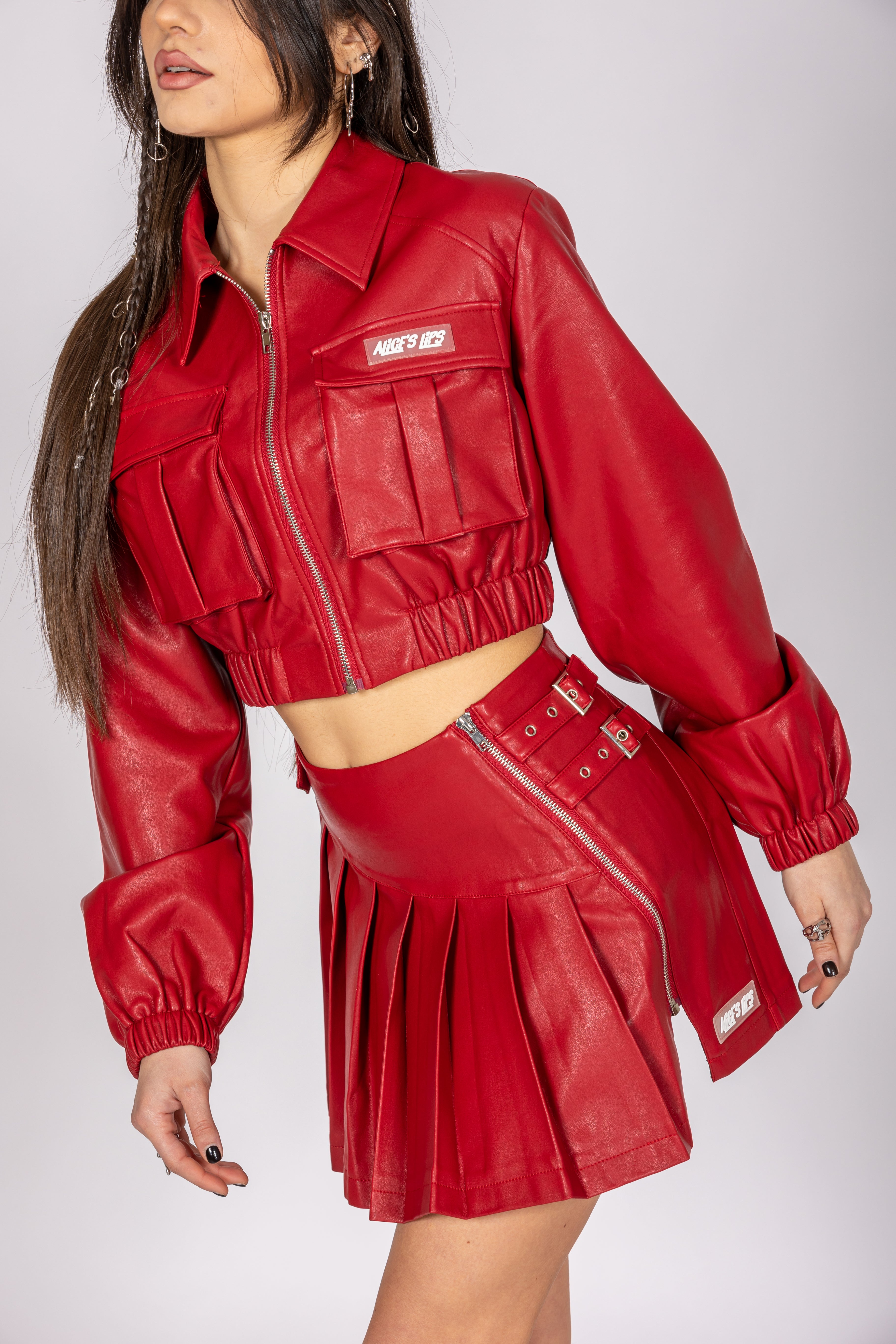Ride Red Vegan Leather Skirt