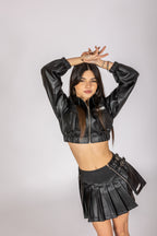Ride Black Vegan Leather Skirt