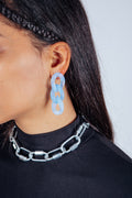 SOFT BLUE MATT CHAIN EARRINGS