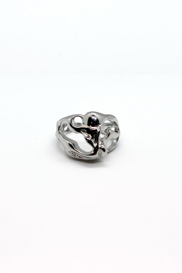 Abstract Silver Metal Ring